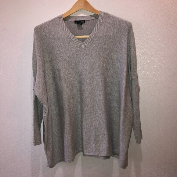 rxb Womens Small Gray Long Snap Sleeve V Neck Pullover Sweater Size S - Picture 4 of 10